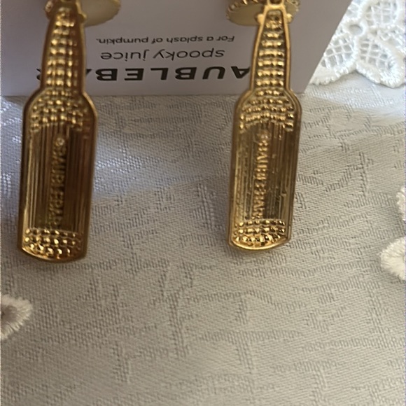 BaubleBar Pumpkin Ale Bottle gem inlay Earrings “Spooky Juice” glass Bottle look - Picture 4 of 7